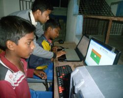 Computer class for village kids